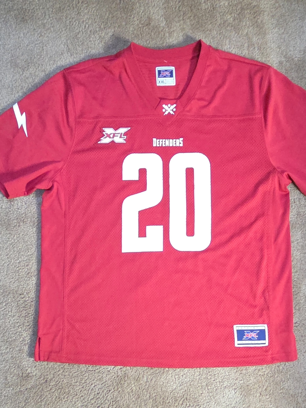 XFL Defenders #20 Red Football Jersey